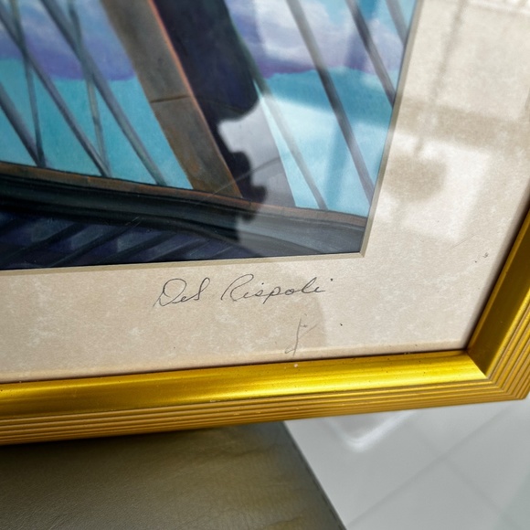 Boston Zakim Bridge with gold frame 19x23" - Picture 3 of 6